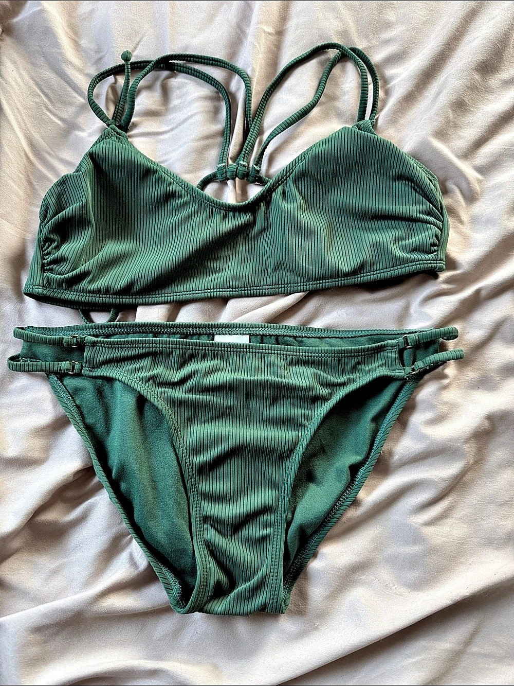 Xhilaration Ribbed Bikini Set Green Medium/Large